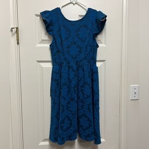 Royal blue ruffle sleeve dress